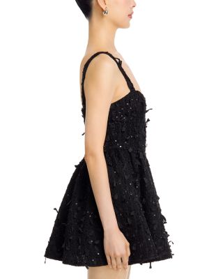 Sequined Tweed Ribbon Trim Mini Dress - Exclusive