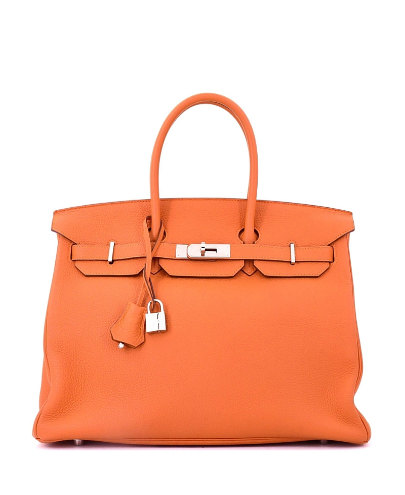 PRE-OWNED HERMES Pre-owned  Hermes Birkin 35 Handbag Orange Togo With Palladium Hardware