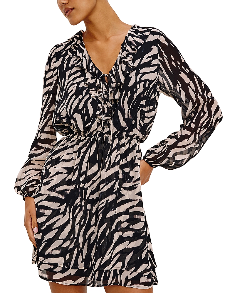 Rails Lucresia Ruffled Tie Neck Dress In Gray