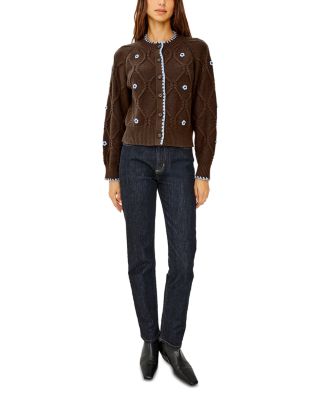 Laurie Crewneck Cable Knit Cardigan Sweater