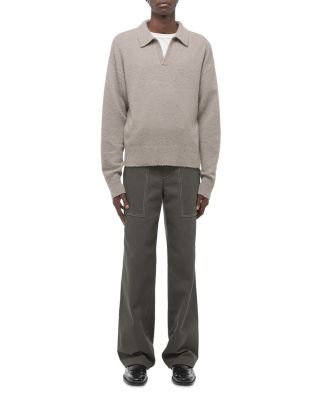 Brushed Open Collar Polo Sweater