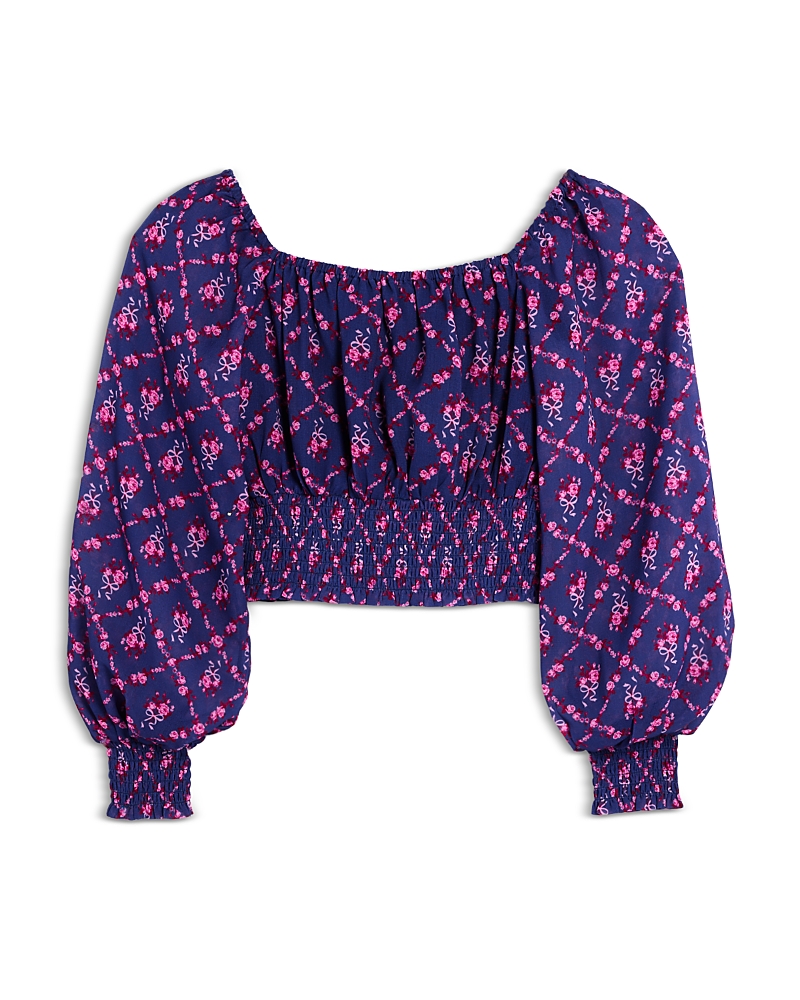 Katiejnyc Girls' Tween Smocked Cropped Top - Big Kid In Purple
