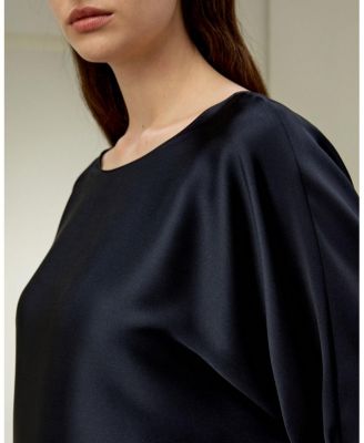 Silk Charmeuse Crewneck Top