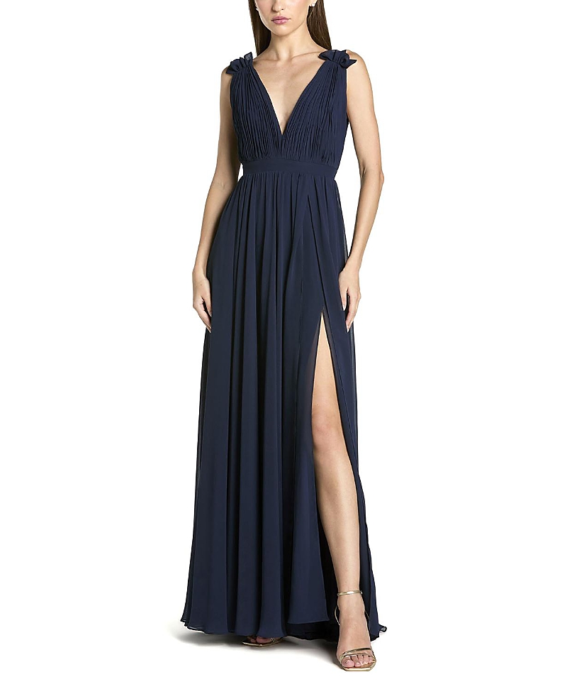 Mac Duggal Chiffon Plunge Neck Gown