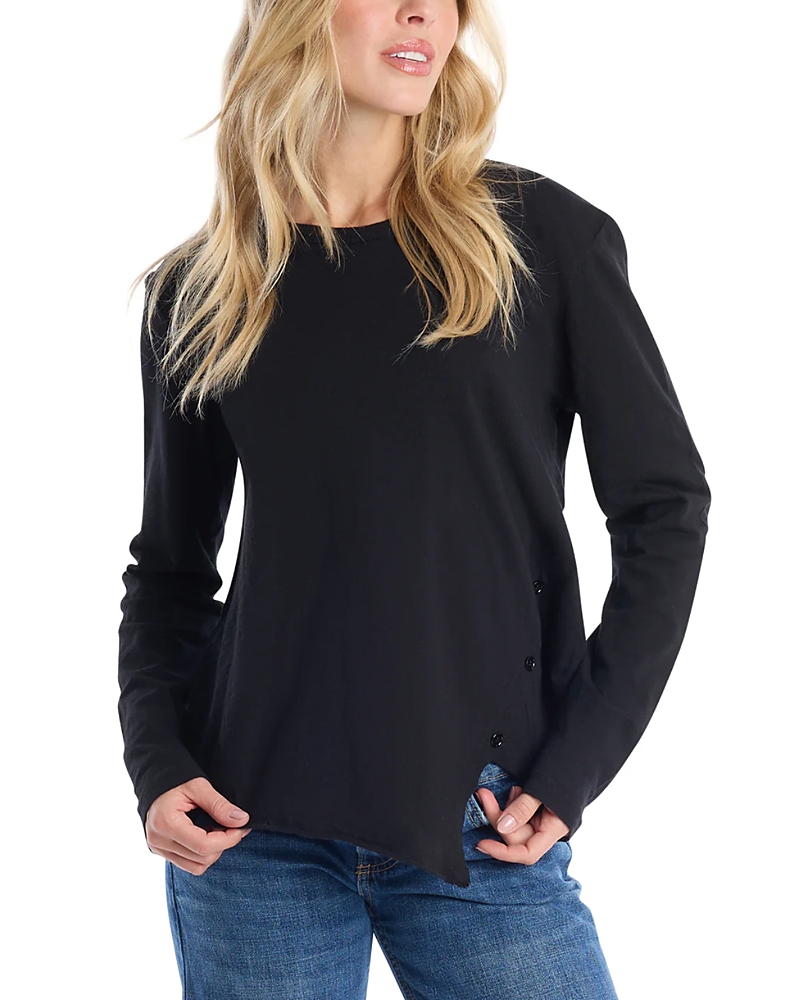 Wilt Clothing Asymmetrical Hem & Button Detail Tee