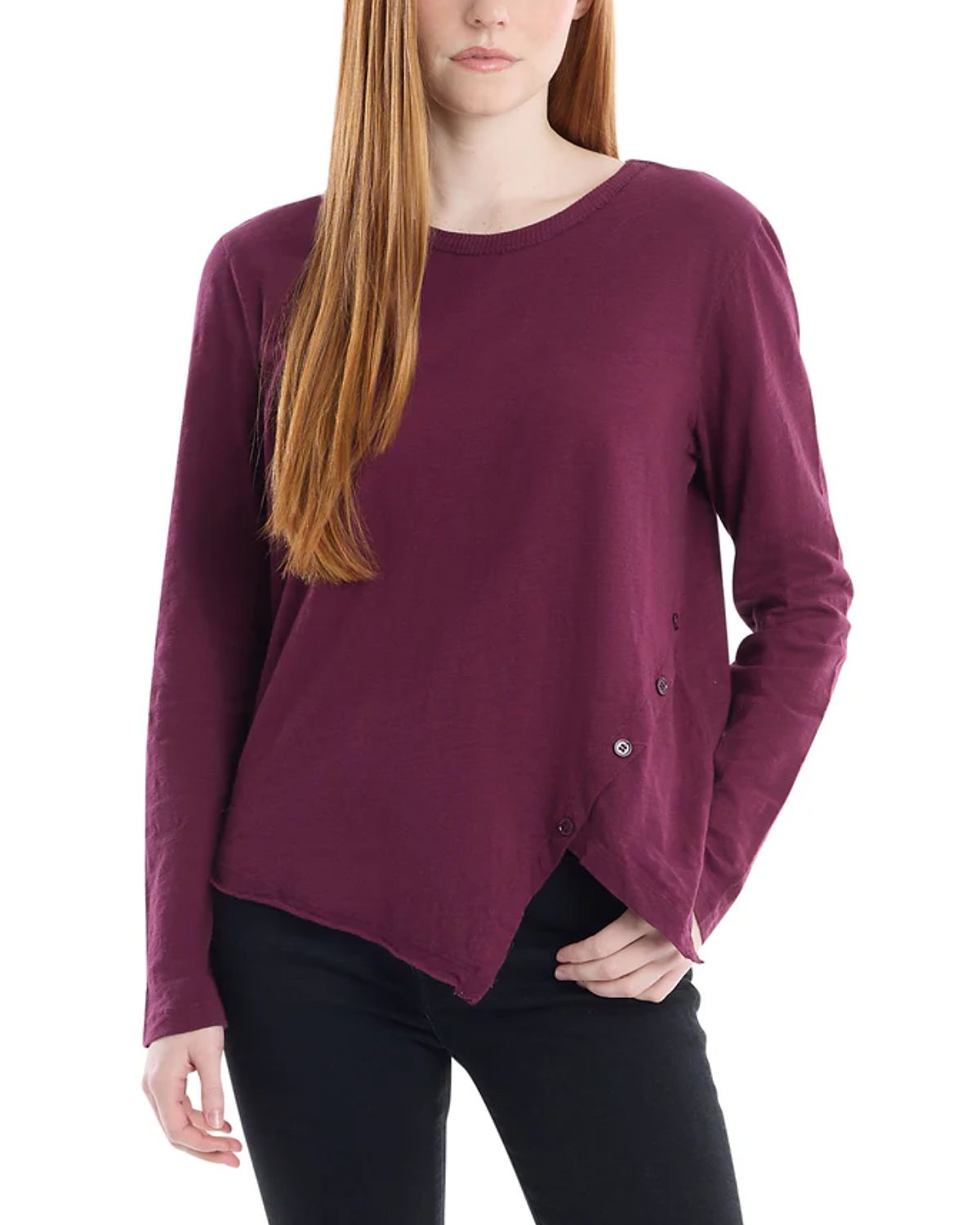 Wilt Clothing Asymmetrical Hem & Button Detail Tee