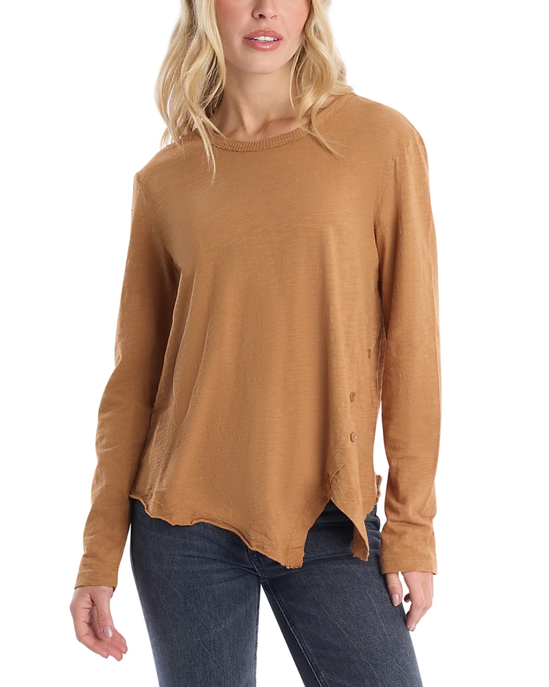 Wilt Clothing Asymmetrical Hem & Button Detail Tee