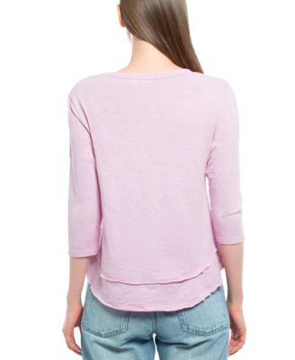  3/4 Sleeve Shrunken Crew Mock Layer Tee