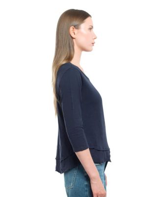  3/4 Sleeve Shrunken Crew Mock Layer Tee