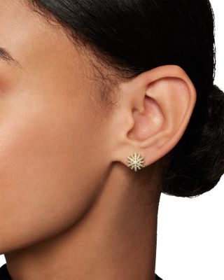 Starburst Stud Earrings in 18K Yellow Gold with Diamonds, 11.7mm