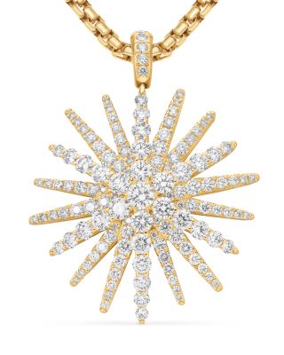 Starburst Pendant in 18K Yellow Gold with Full Pav&eacute; Diamonds, 33.7mm
