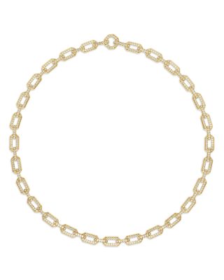 Pav&eacute; Chain Necklace in 18K Yellow Gold with Diamonds, 7mm