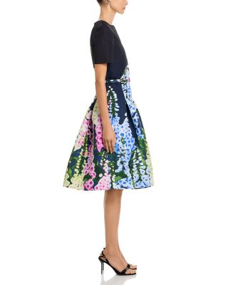 Short Sleeve Multi Foxgloves Degrade Dress