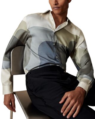 Long Sleeve Printed Button Front Shirt