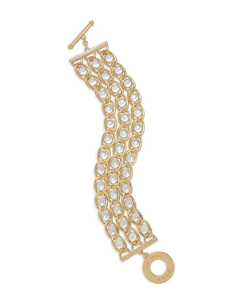 Ramy Brook Glass Chain Jewelry Glass Stone Layered Toggle Bracelet In Burgundy