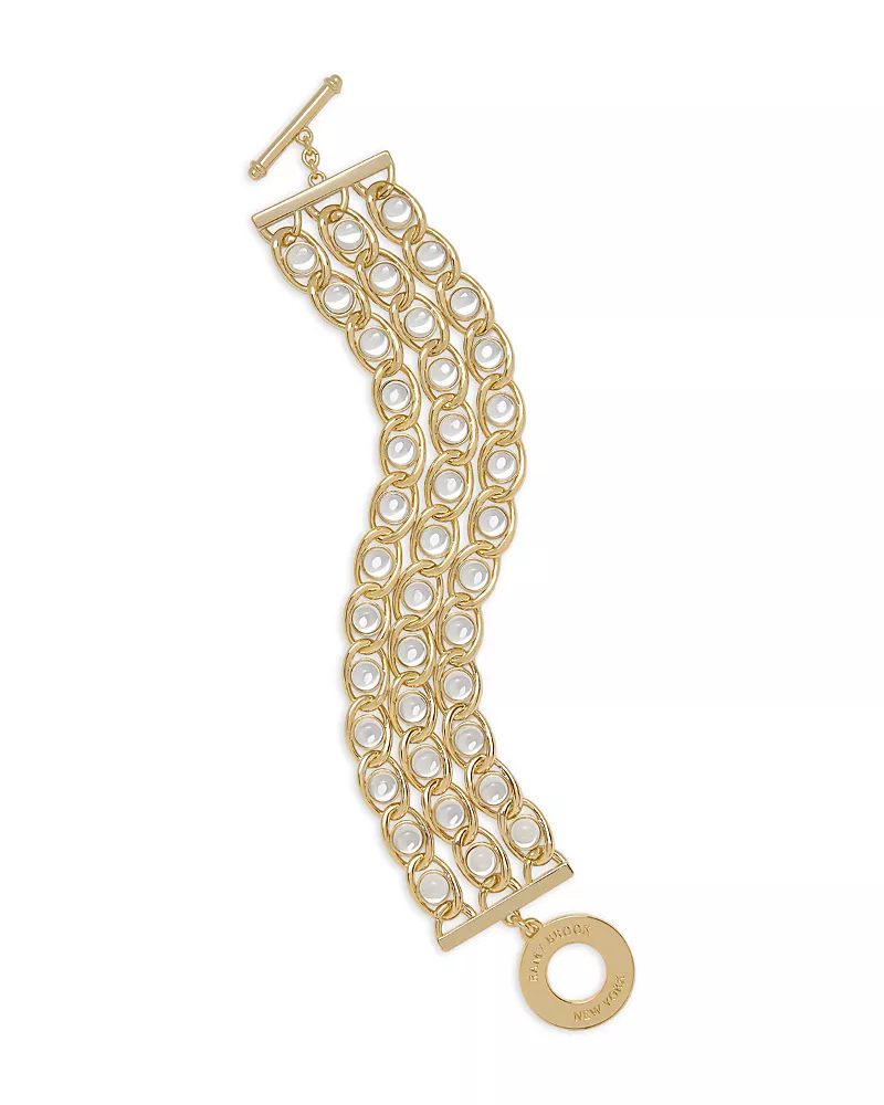 Ramy Brook Glass Chain Jewelry Glass Stone Layered Toggle Bracelet