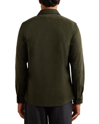 Long Sleeve Fine Cord Button Front Shirt