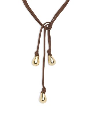 Yara Triple Nugget Suede Lariat Necklace, 48" 