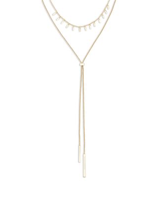 Bar Jewelry Dangling Bar Carrie Layered Lariat Necklace, 16"