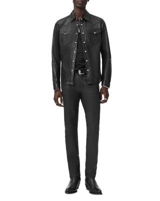 Sage Leather Shirt Jacket