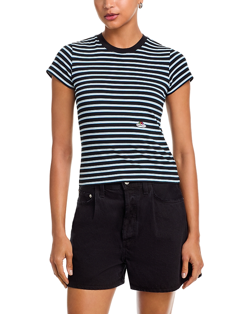 Hommegirls Striped Baby Tee In Blue