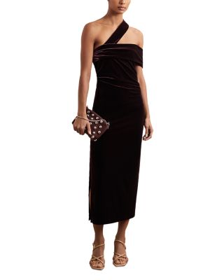 Dalia One Shoulder Velvet Midi Dress