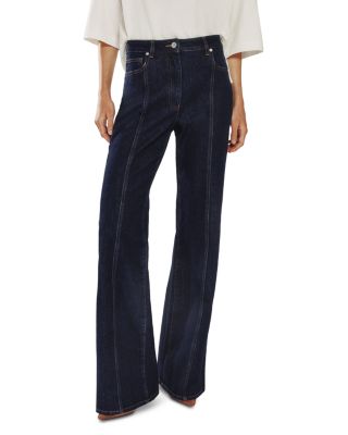June Mid Rise Flare Leg Pin Stitch Jeans in Indigo