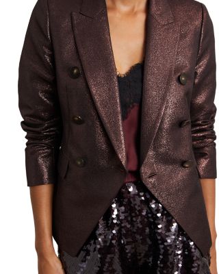 Petite Sienna Double Breasted Metallic Blazer
