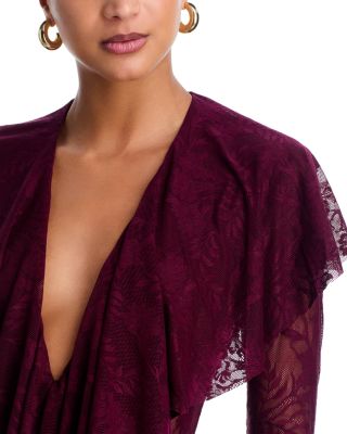 Long Sleeve Deep V Ruffle Bodysuit