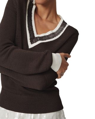 Courtney Beaded V Neck Sweater