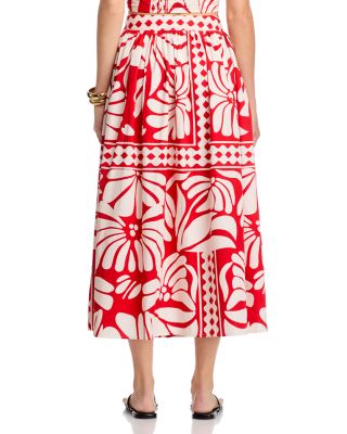 Floral Border Midi Skirt - Exclusive