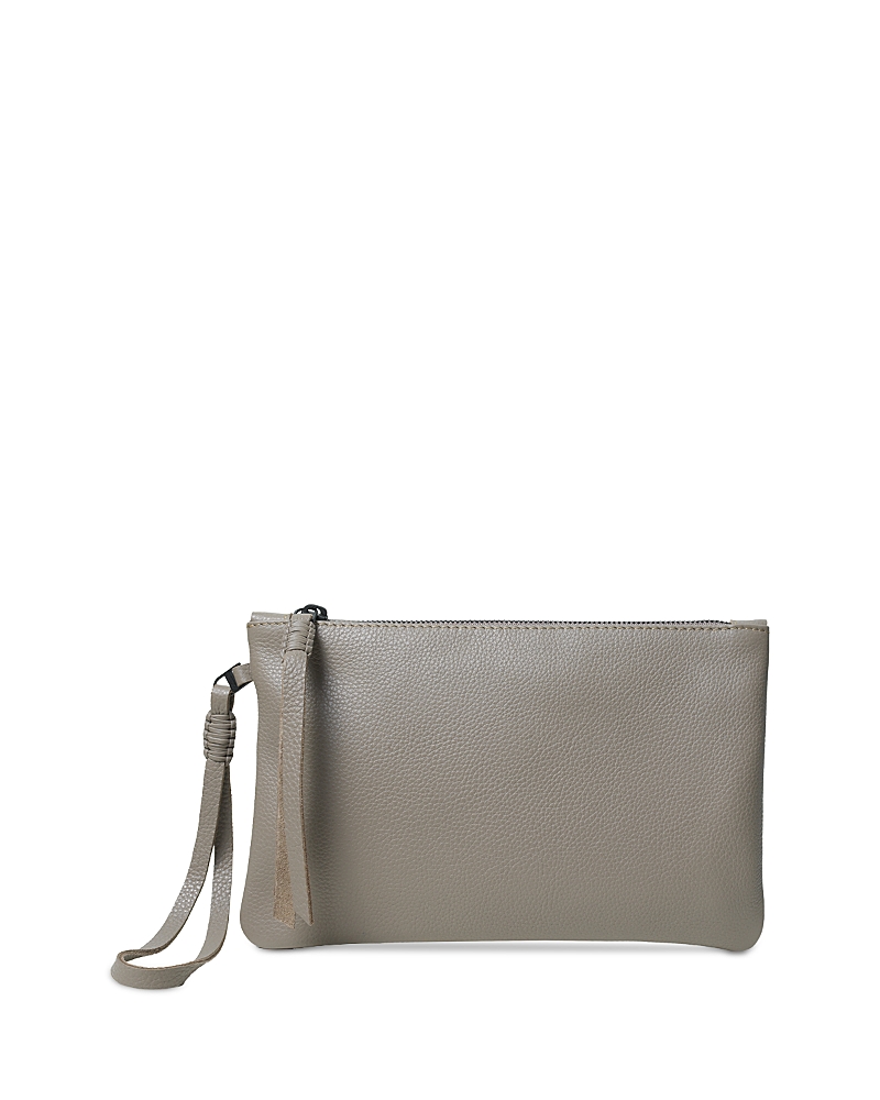 Callista Slim Grained Leather Pochette In Sand