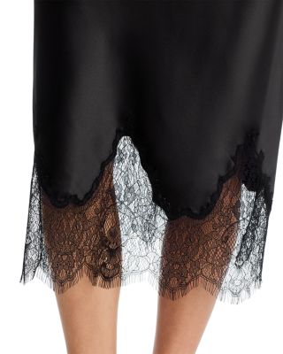 Lace Trim Satin Midi Slip - Exclusive 