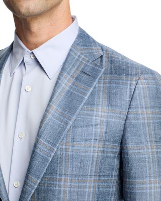 Kei Wool, Silk & Linen Plaid Unstructured Trim Fit Sport Coat