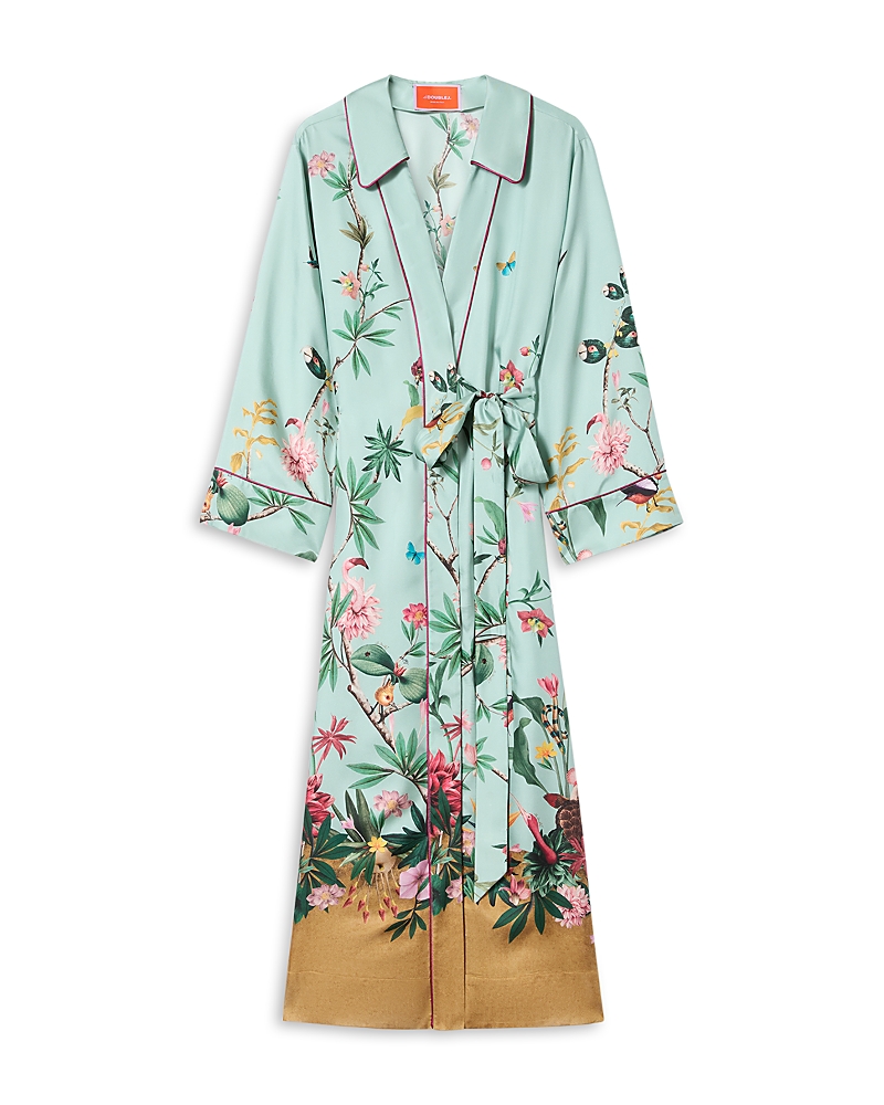 La Doublej Midnight Silk Wrap Dress In Blue