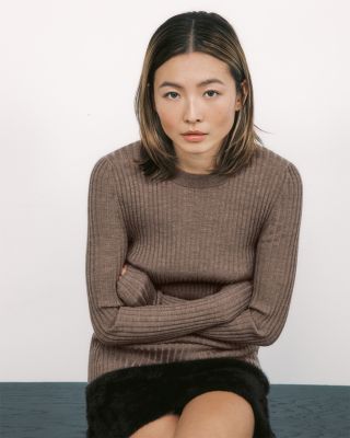 Wool Ribbed Open Back Sweater