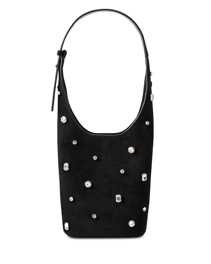 Veronica Beard Crystal Embellished Leather Shoulder Bag In Black