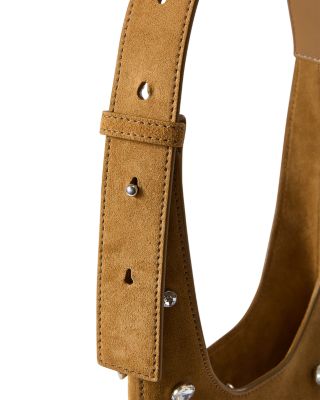 Crystal Embellished Leather Shoulder Bag