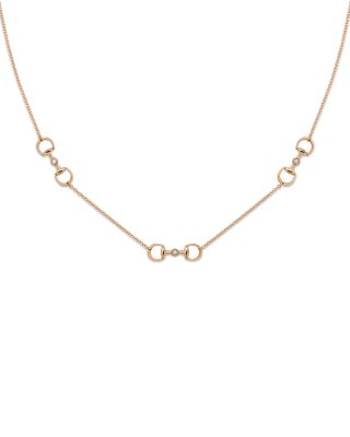 18K Rose Gold Horsebit Diamond Accent Collar Necklace, 15.5-16.5"