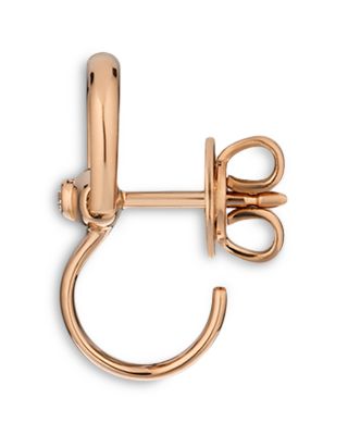 18K Rose Gold Horsebit Diamond Accent Mini Hoop Earrings