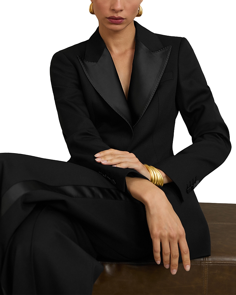 Reiss Della Single Breasted Tux Blazer In Black