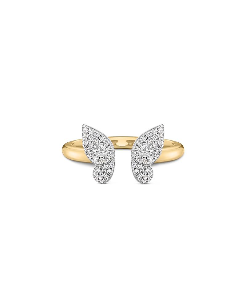 Phillips House 14K Yellow Gold Diamond Open Butterfly Mini Ring, 0.23 tcw