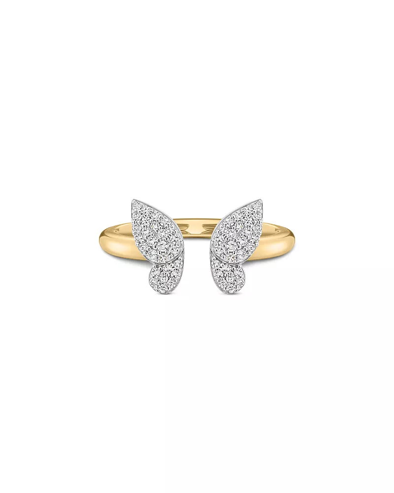 Phillips House 14K Yellow Gold Diamond Open Butterfly Mini Ring, 0.23 tcw