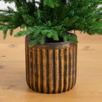 Pre-Lit Artificial 4.5&#39; Christmas Tree in Decorative Planter with Clear LED Lights