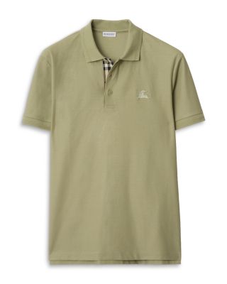 Eddie Cotton Piqué Equestrian Knight Embroidered Slim Fit Check Placket Polo Shirt