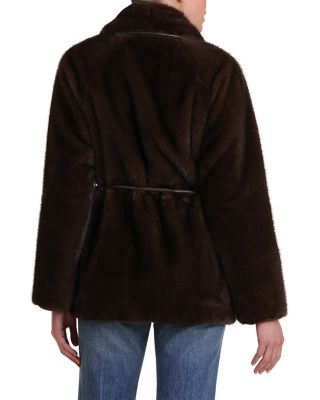 Faux Fur Belted Robe Coat