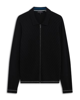 Lysand Chevron Stitch Zip Front Sweater