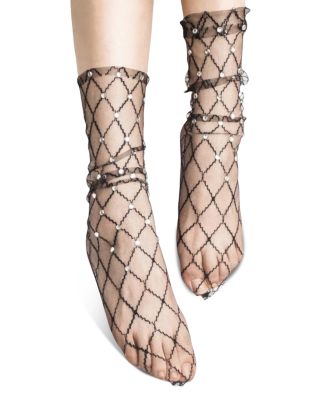 Faux Diamonds & Pearls Sheer Socks 