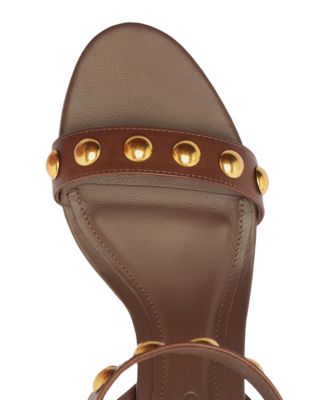Women's Leather Studded Block Heel Sandals
