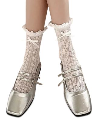 The Coquette Sheer Ribbon Socks - Set of Two